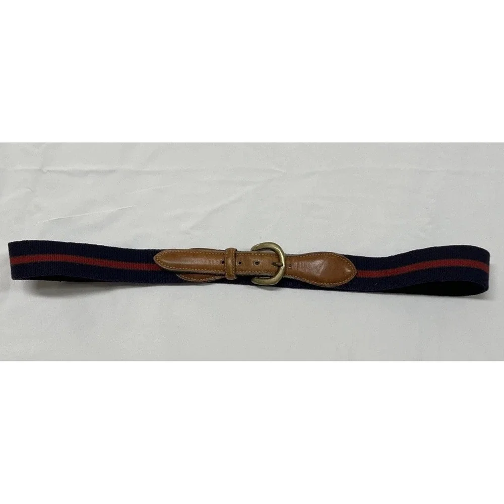 Trafalgar Canvas & Brown Leather Size 30‎ Vintage 1980s USA Belt Unisex